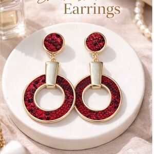 Elegant Red and Gold Earrings